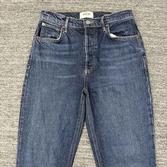 Agolde Riley Jeans Women 26 Long Tall Blue Denim Straight Dark Wash Stretch - Picture 6 of 12